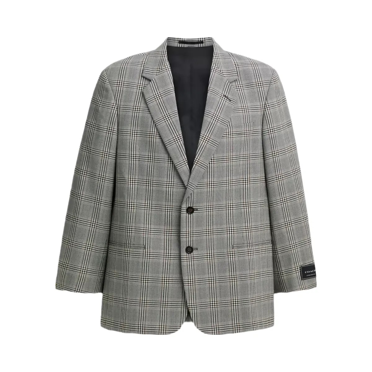 Coach Two Button Blazer in Grey Blue Plaid - HypeFly India View 1