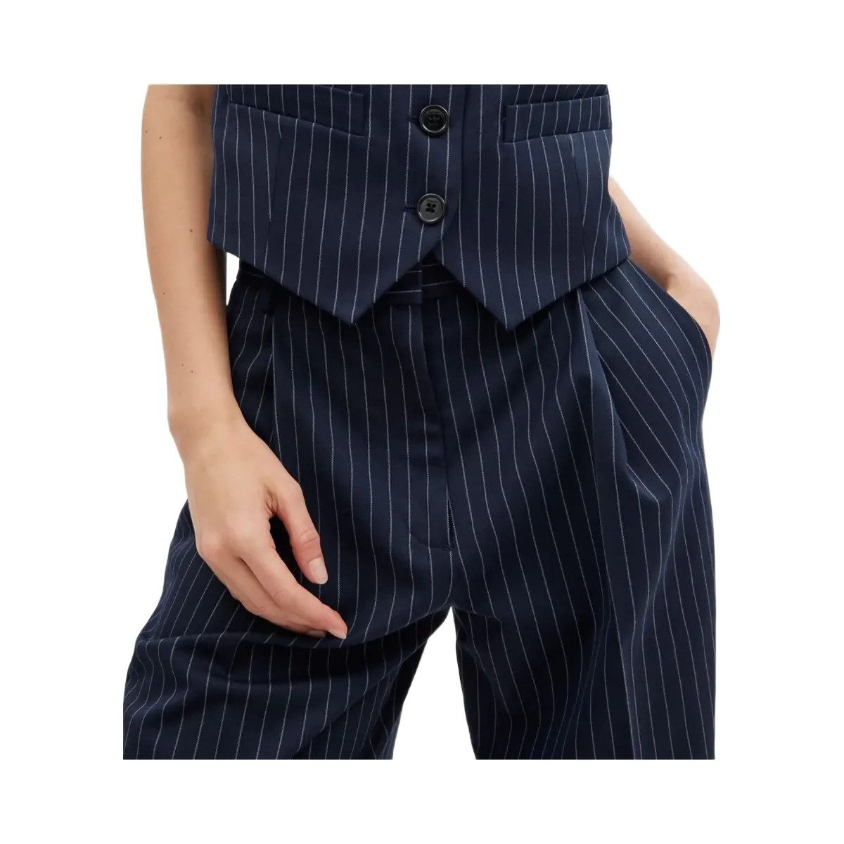 Coach Wide Leg Trousers Navy White - HypeFly India View 4