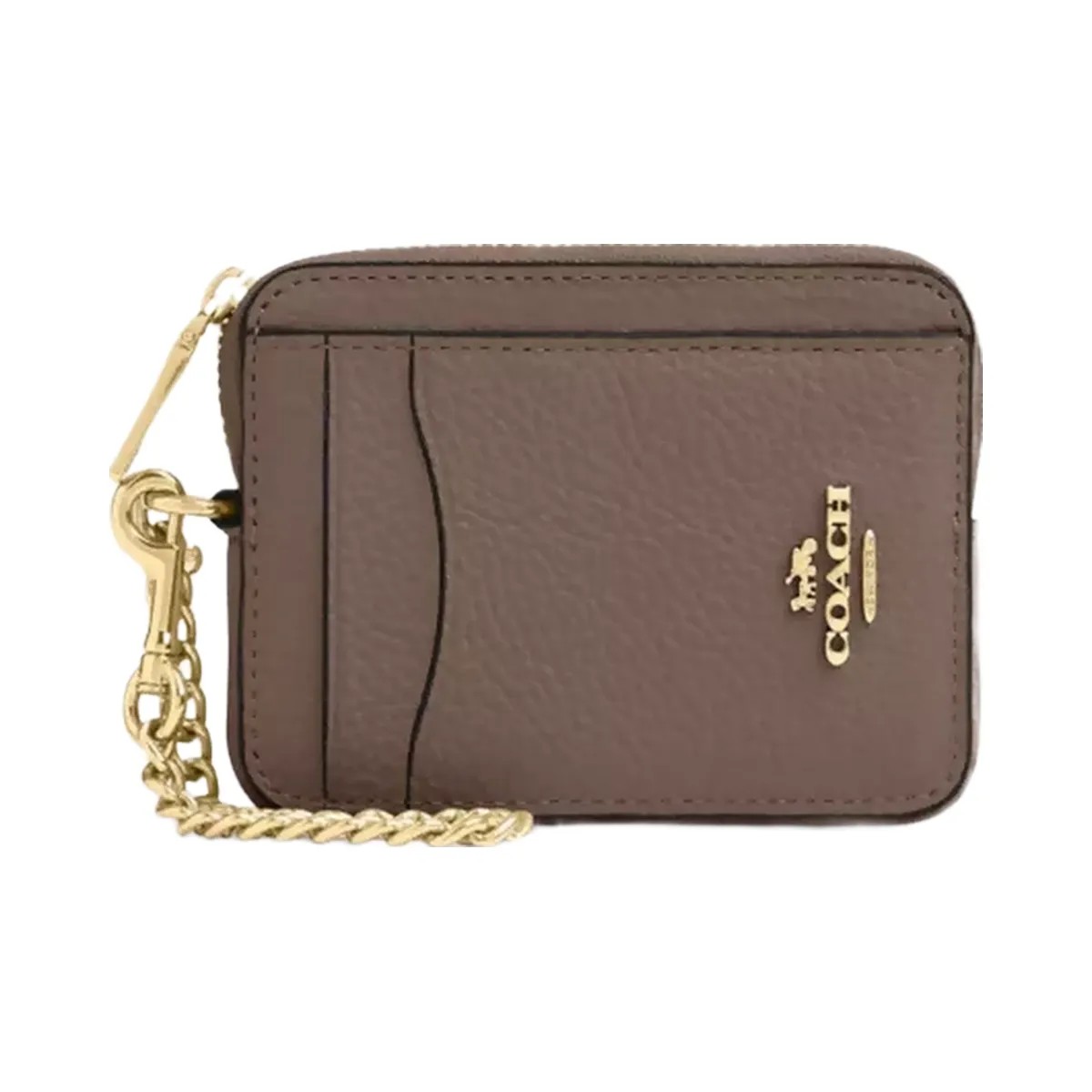 Coach Zip Card Case in Gold Dark Stone - HypeFly India View 1