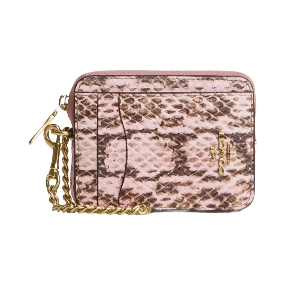 Coach Zip Card Case in Gold Pink - HypeFly India View 1