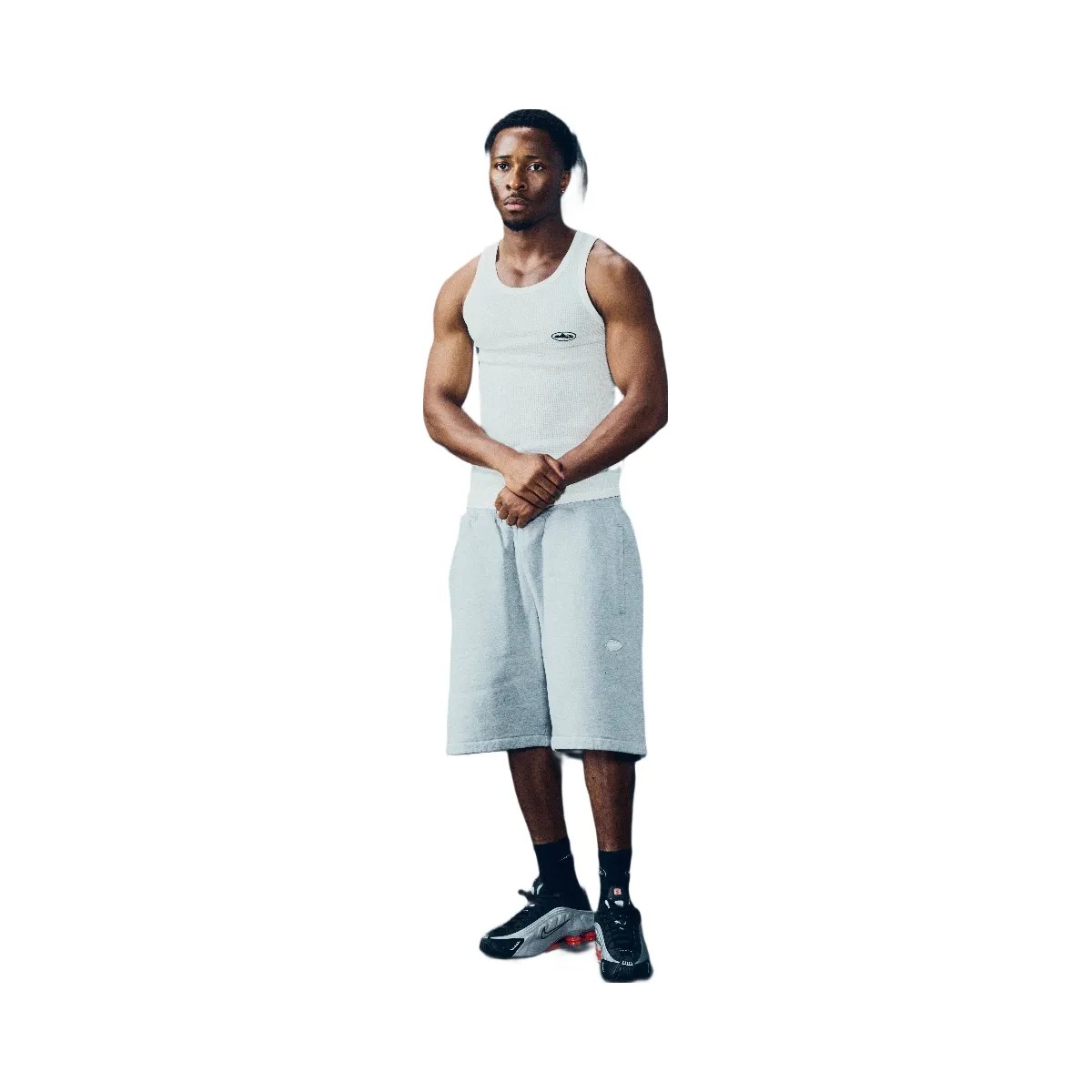 Corteiz Mini Island Sweatshort Heather Grey - HypeFly India View 4