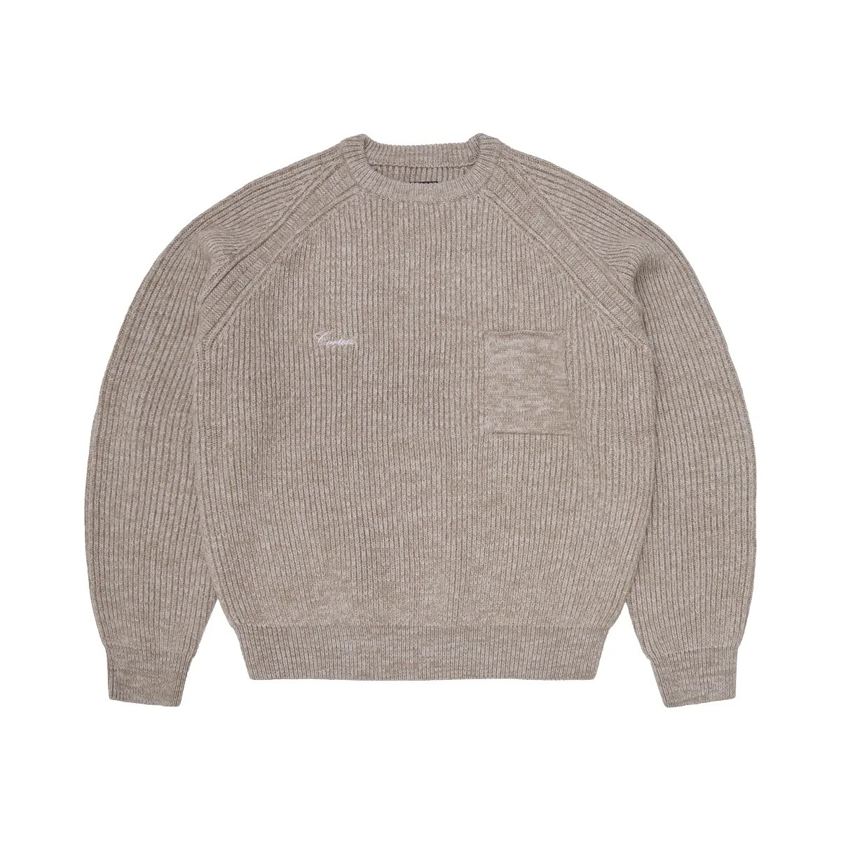 Corteiz Script Pocket Knit Sweater Oatmeal - HypeFly India View 1