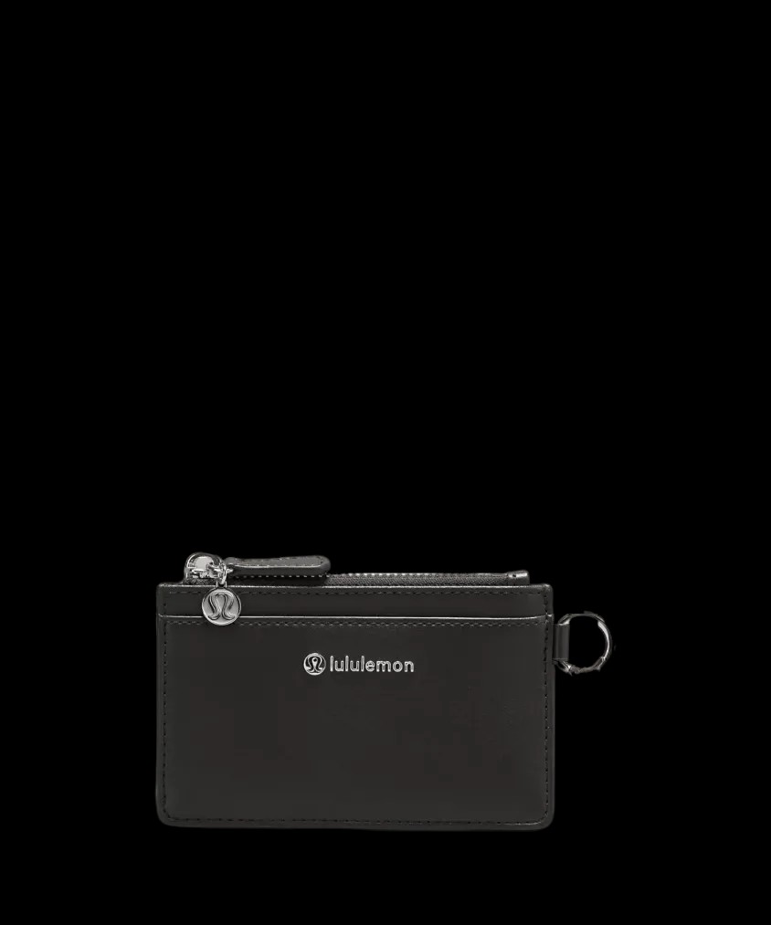 Lululemon Leather Alternative Card Case Black/Silver - HypeFly India View 1