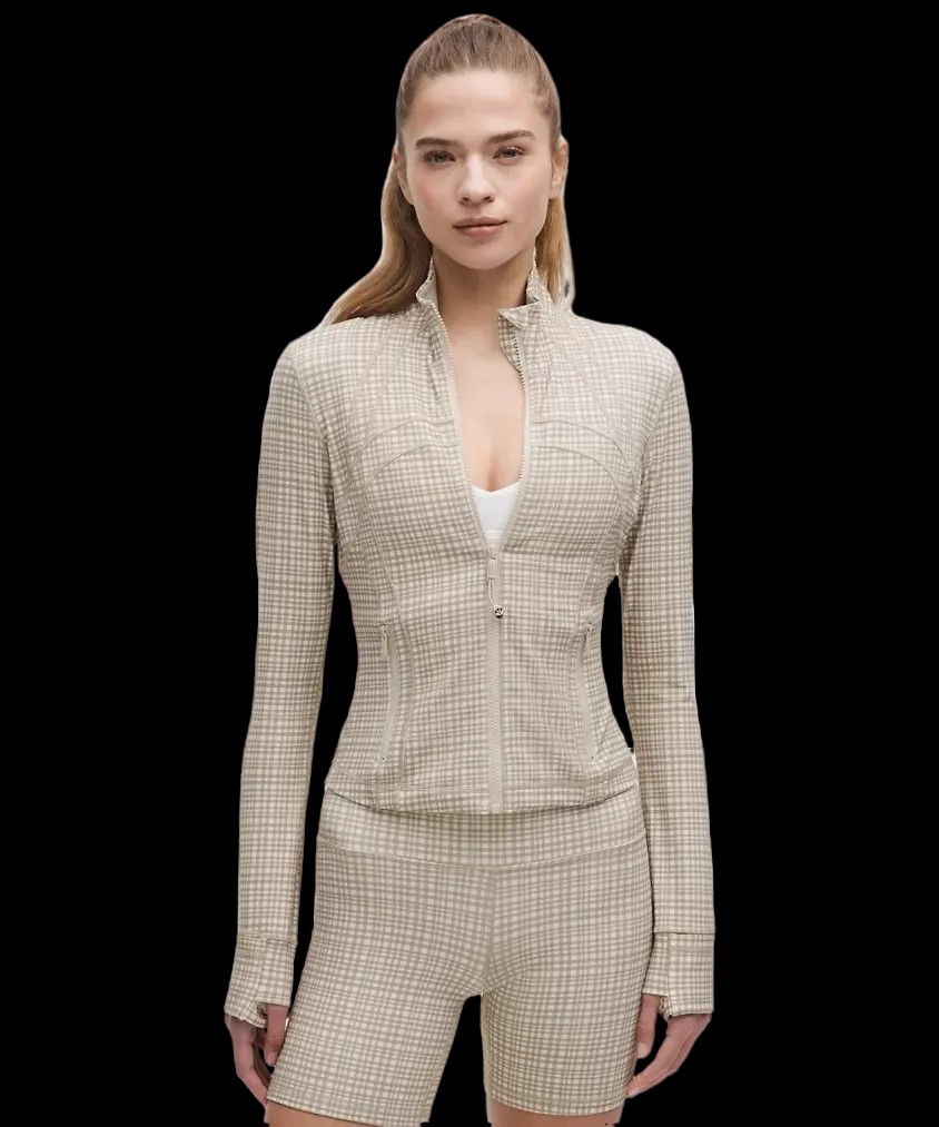 Lululemon Define Cropped Jacket Nulu Glow Grid Light Ivory Multi - HypeFly India View 1