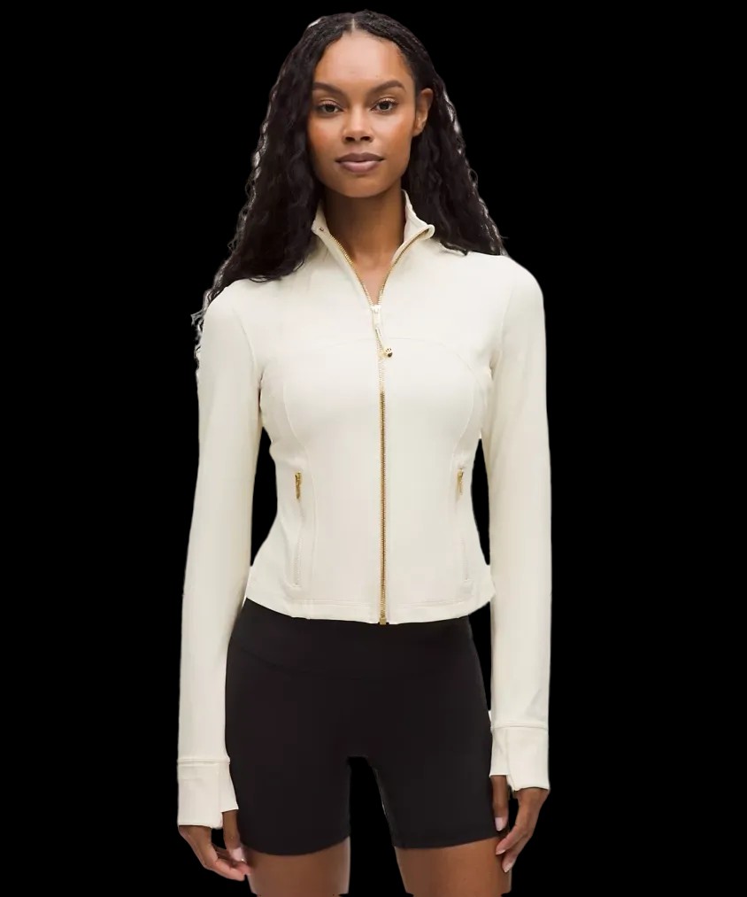 Lululemon Define Cropped Jacket Nulu Light Ivory/Gold - HypeFly India View 1