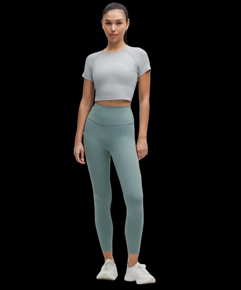 Lululemon Swiftly Tech Cropped Short-Sleeve Shirt 2.0 Spandex Stripe White/Grey Oasis - HypeFly India View 2