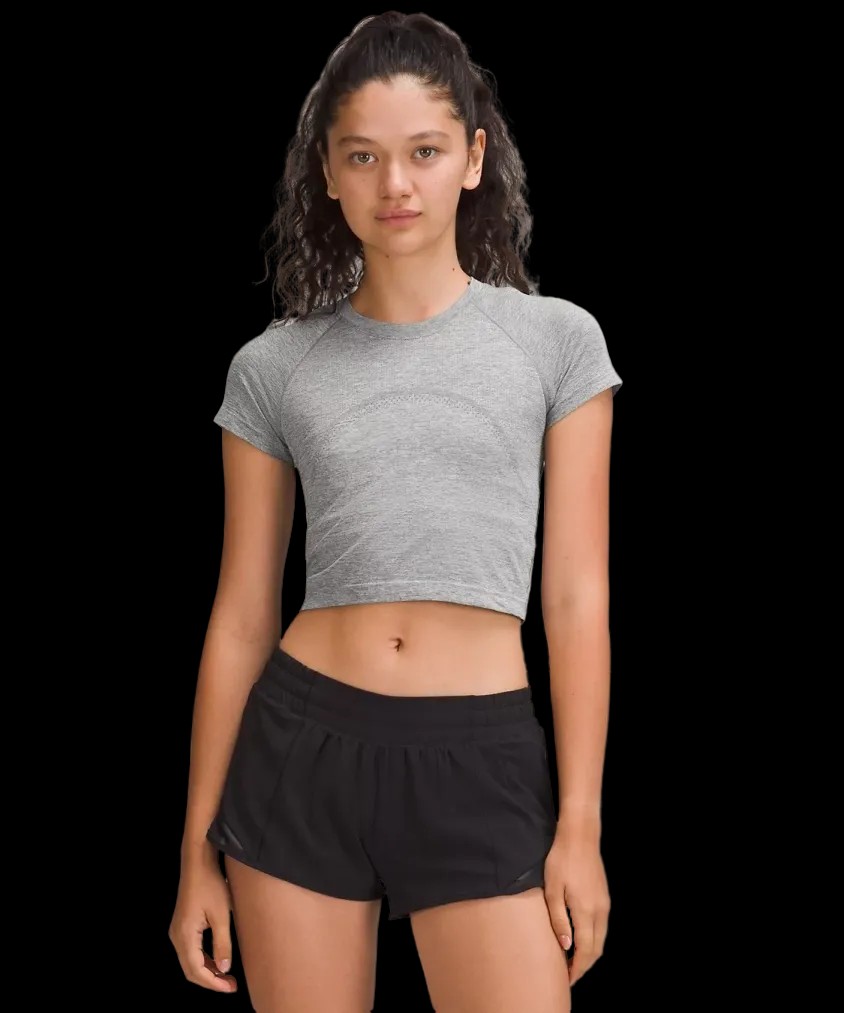 Lululemon Swiftly Tech Cropped Short-Sleeve Shirt 2.0 Slate/White - HypeFly India View 1