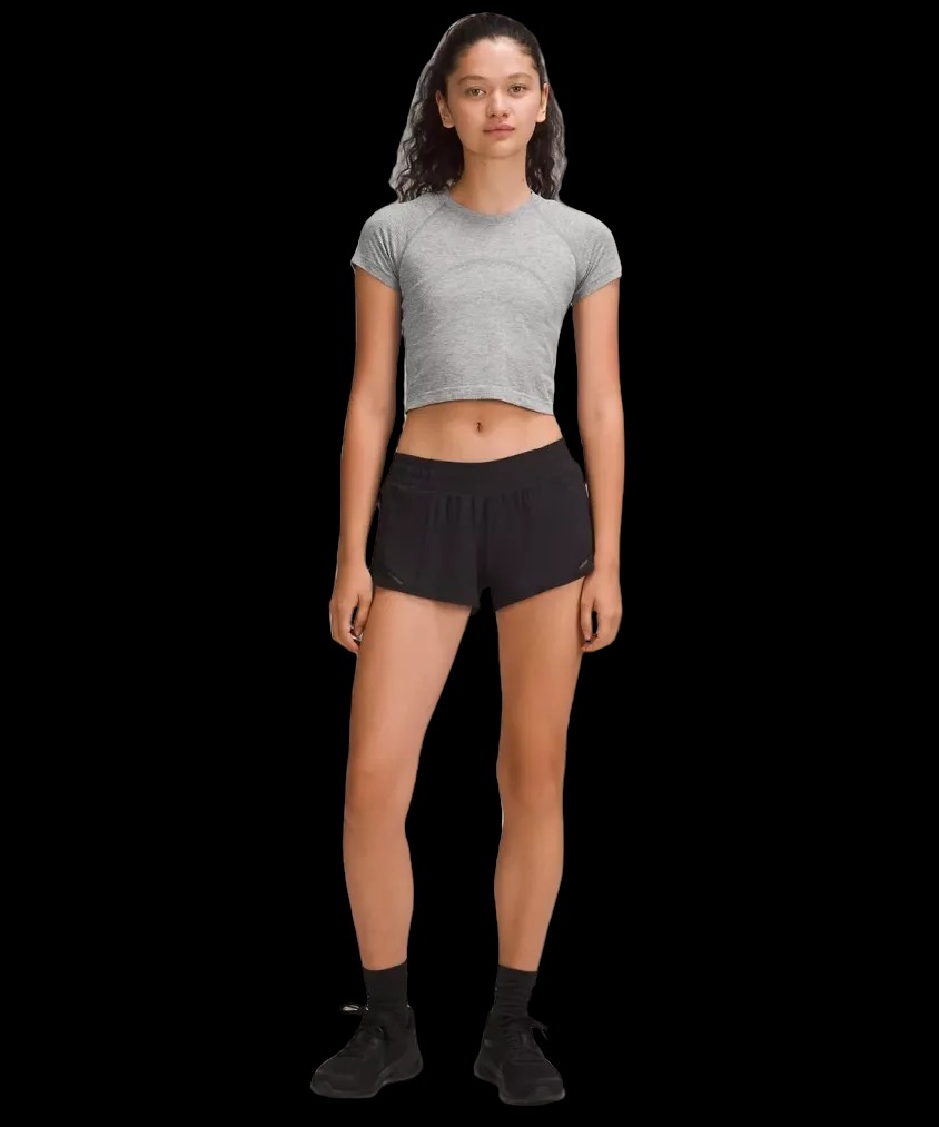 Lululemon Swiftly Tech Cropped Short-Sleeve Shirt 2.0 Slate/White - HypeFly India View 3