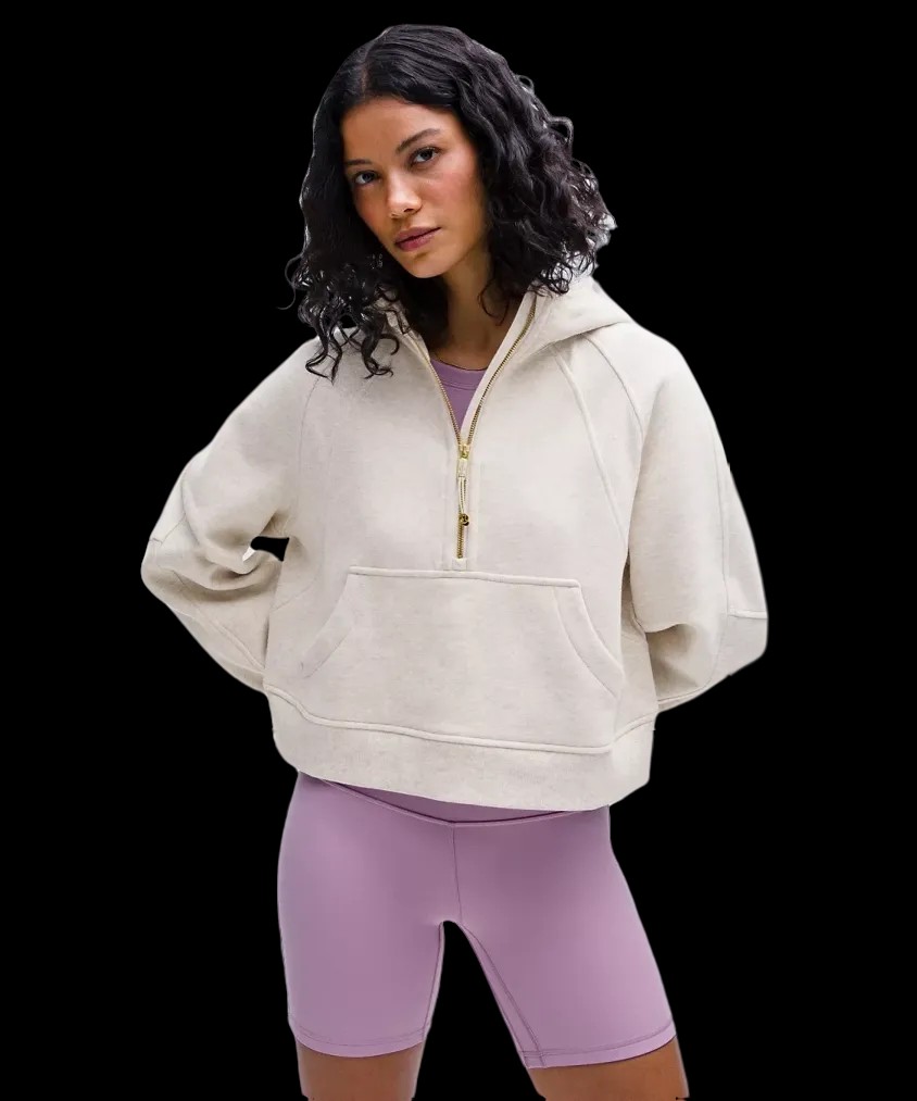 Lululemon Scuba Oversized Half-Zip Hoodie Heathered Bone/Gold - HypeFly India View 1