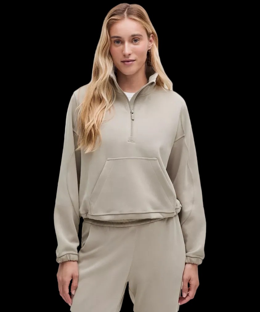 Lululemon Brushed Softstreme Half Zip Riverstone - HypeFly India View 1