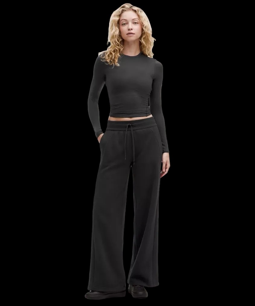 Lululemon Scuba Mid-Rise Wide-Leg Pant Black - HypeFly India View 2