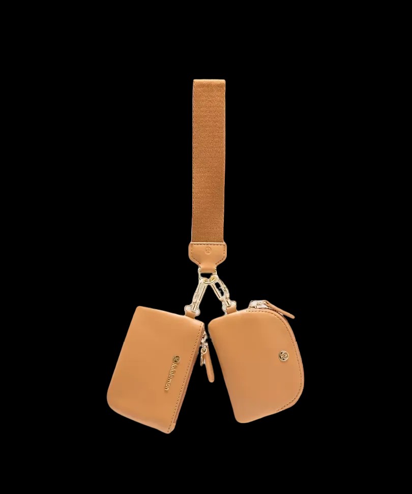 Lululemon Dual Pouch Wristlet Leather Alternative Chestnut Brown/Gold - HypeFly India View 1