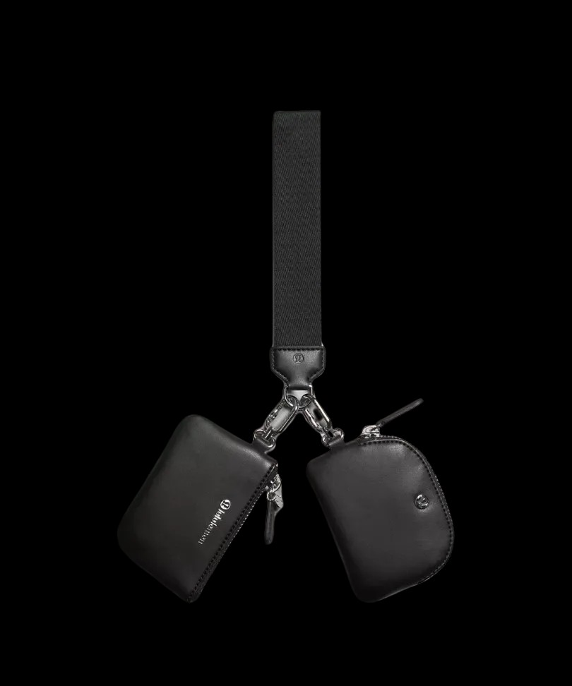 Lululemon Dual Pouch Wristlet Leather Alternative Black/Silver - HypeFly India View 1