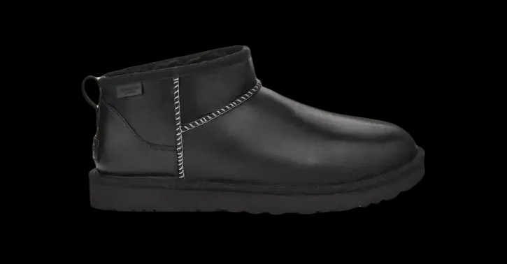 Uggs Men's Classic Ultra Mini LTHR Regen Black - HypeFly India View 1