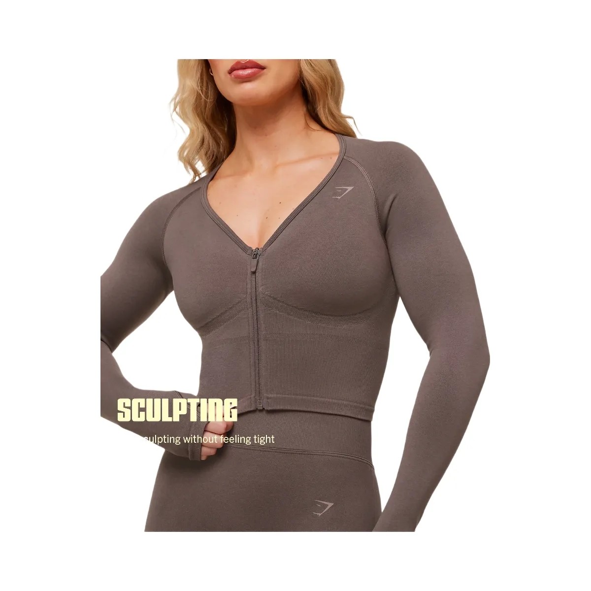 Gymshark Lift Seamless Jacket "Cool Brown" - HypeFly India View 2