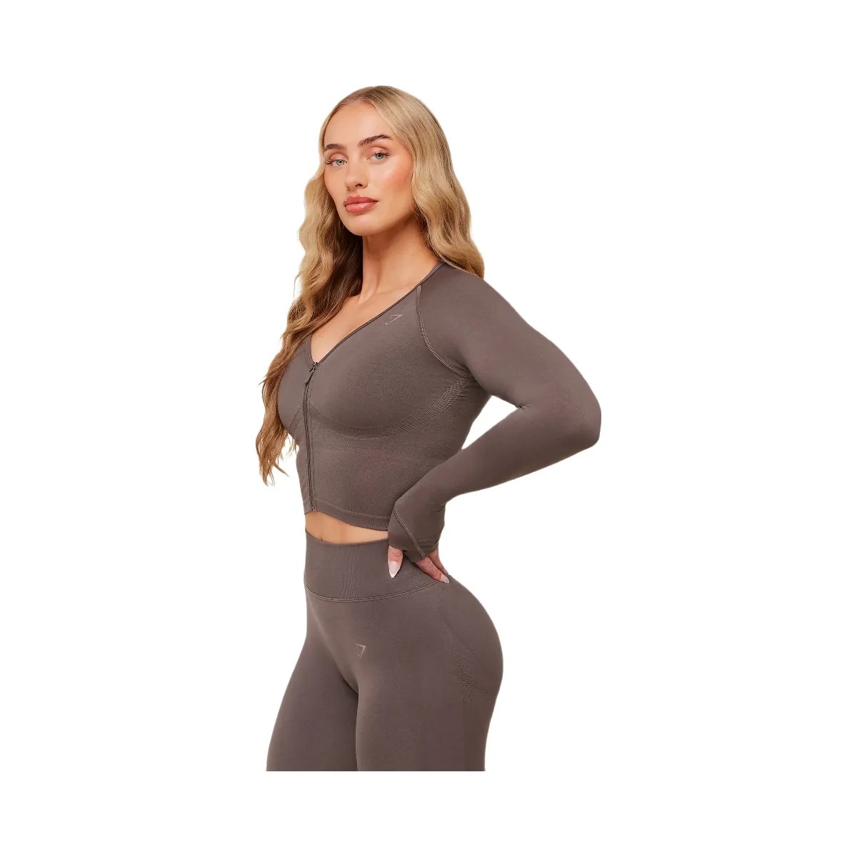 Gymshark Lift Seamless Jacket "Cool Brown" - HypeFly India View 3