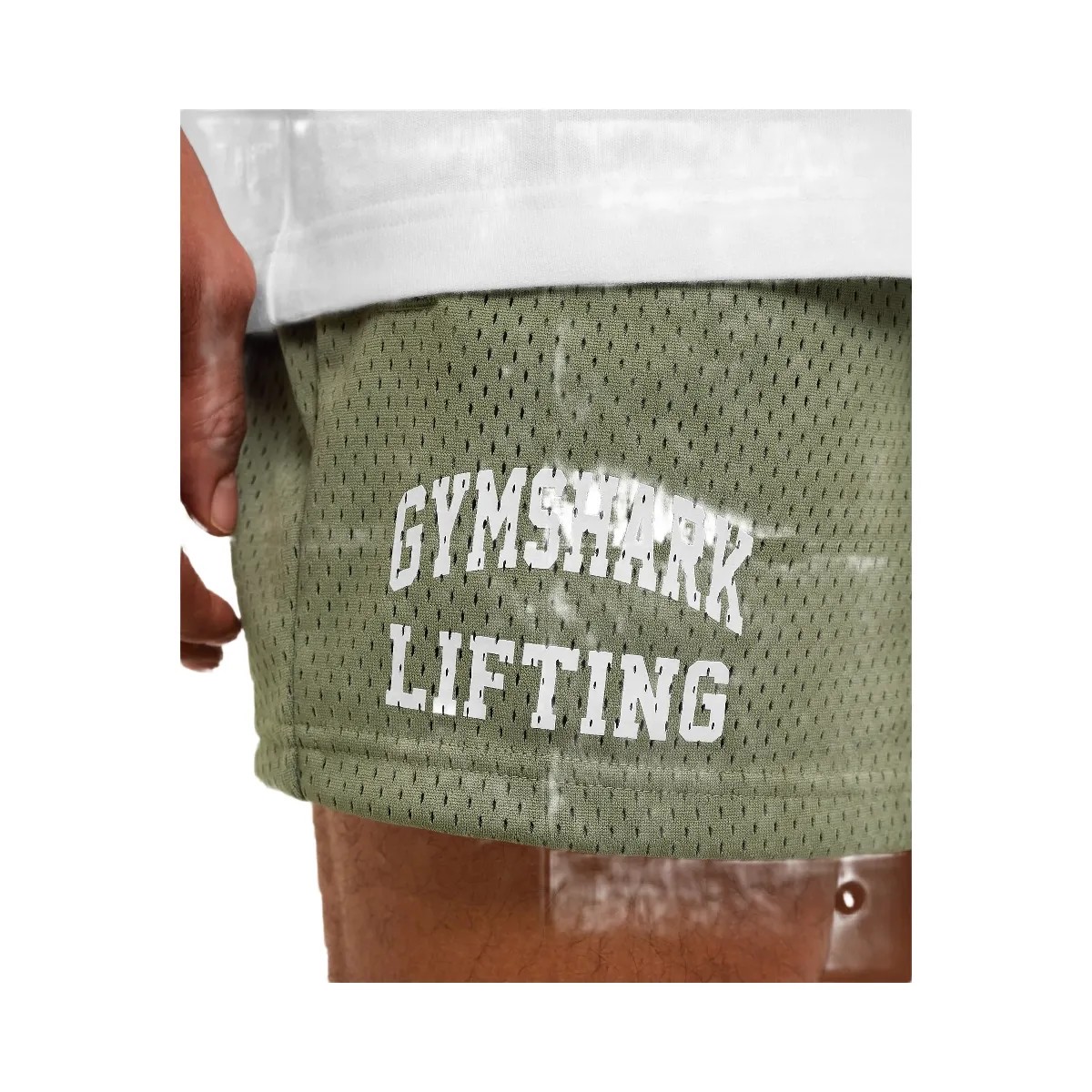 Gymshark Lifting Mesh 5" Shorts "Base Green" - HypeFly India View 6