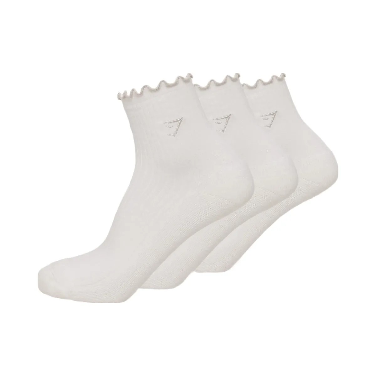 Gymshark Midi Frill Socks 3pk "GS Soft White" - HypeFly India View 1