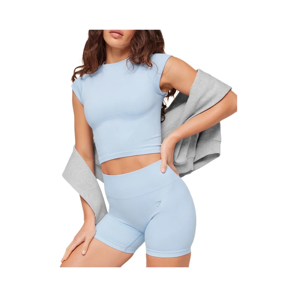 Gymshark Poise Seamless Shorts "Chilled Blue" - HypeFly India View 6
