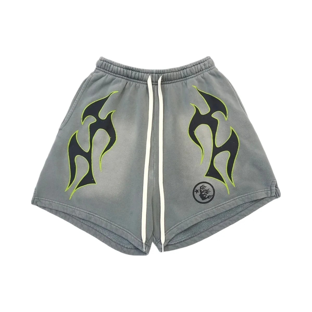Hellstar Future Flame Shorts Grey Green - HypeFly India View 1