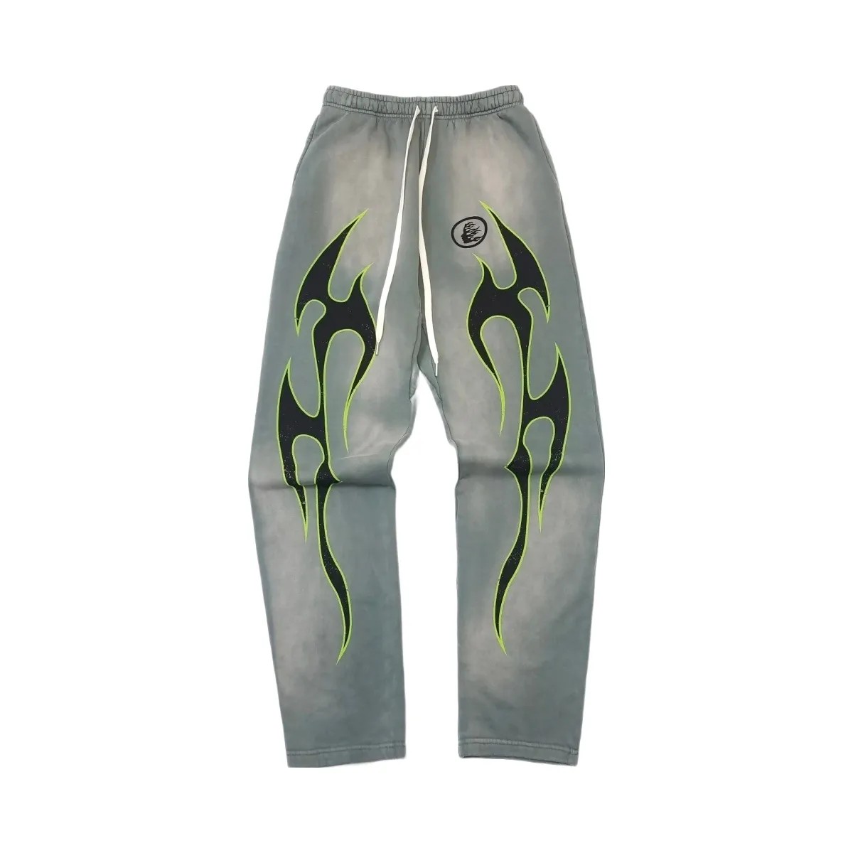 Hellstar Future Flames Sweatpants Grey Green - HypeFly India View 1