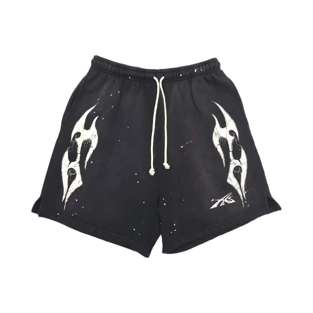 Hellstar Sports Flame Shorts Black/White - HypeFly India View 1