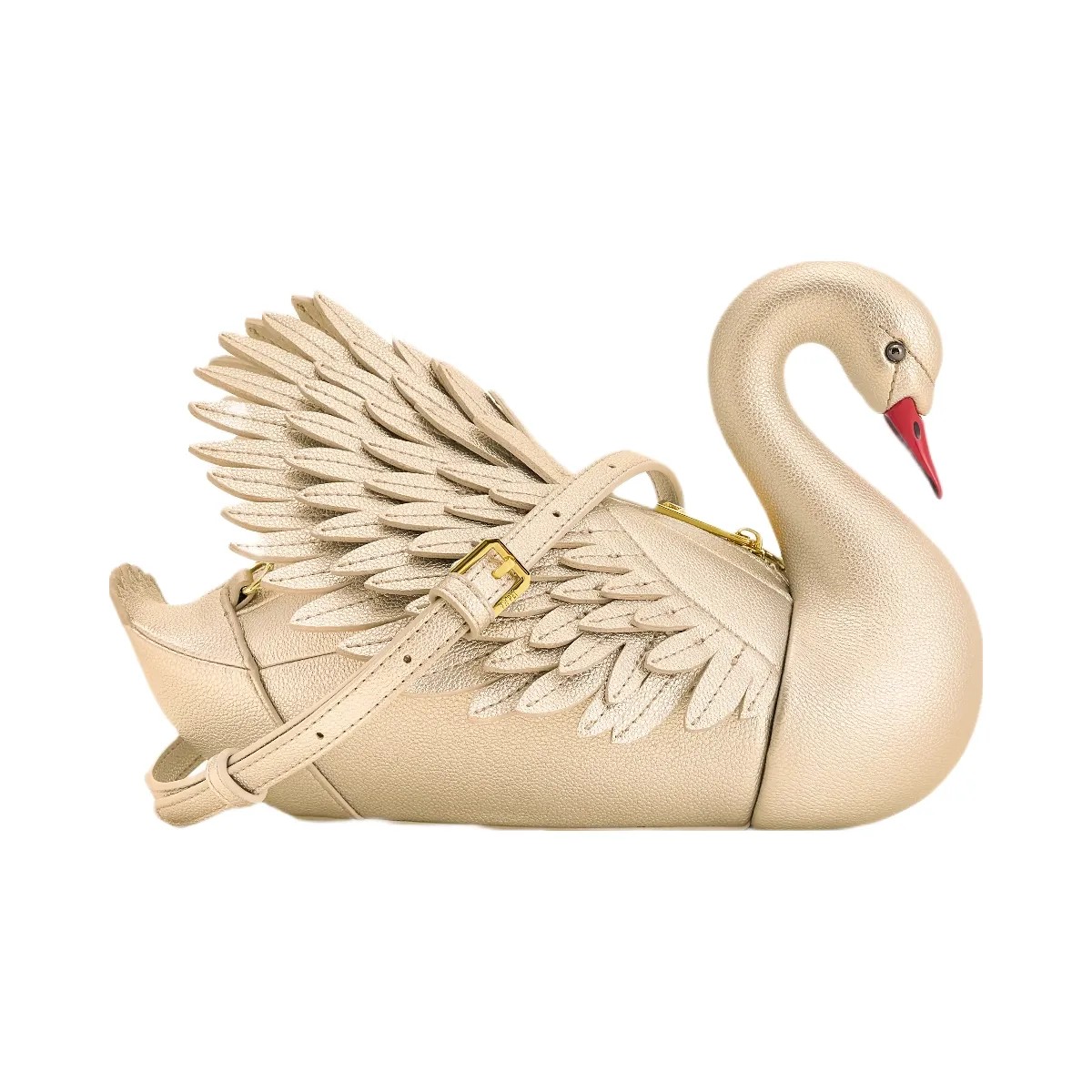 JW PEI Alani Swan Shaped Crossbody Bag Gold - HypeFly India View 1