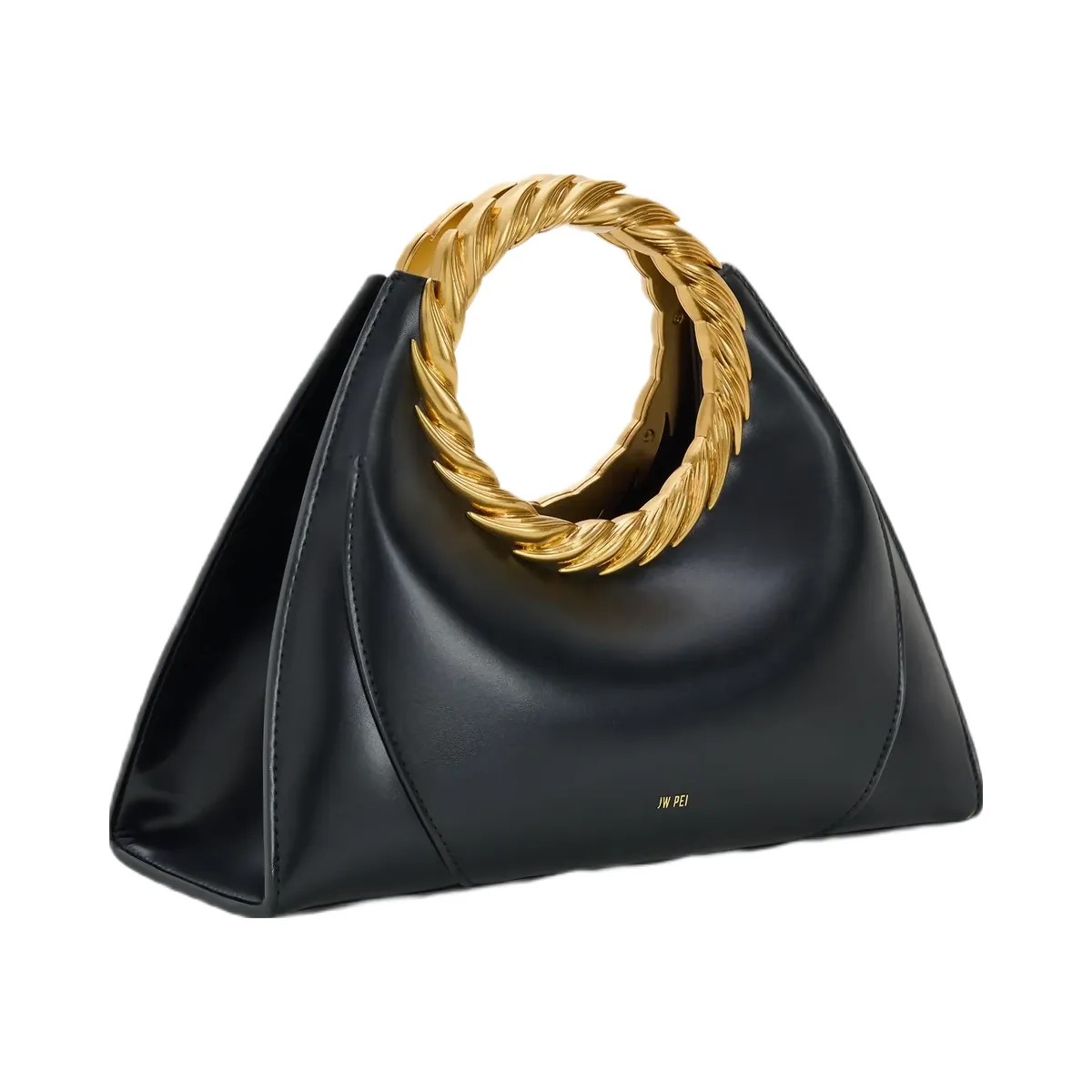 JW PEI Amiya Leaf Handle Sculpture Bag Black - HypeFly India View 2