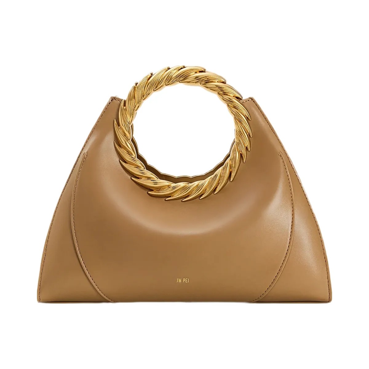 JW PEI Amiya Leaf Handle Sculpture Bag Brown - HypeFly India View 1