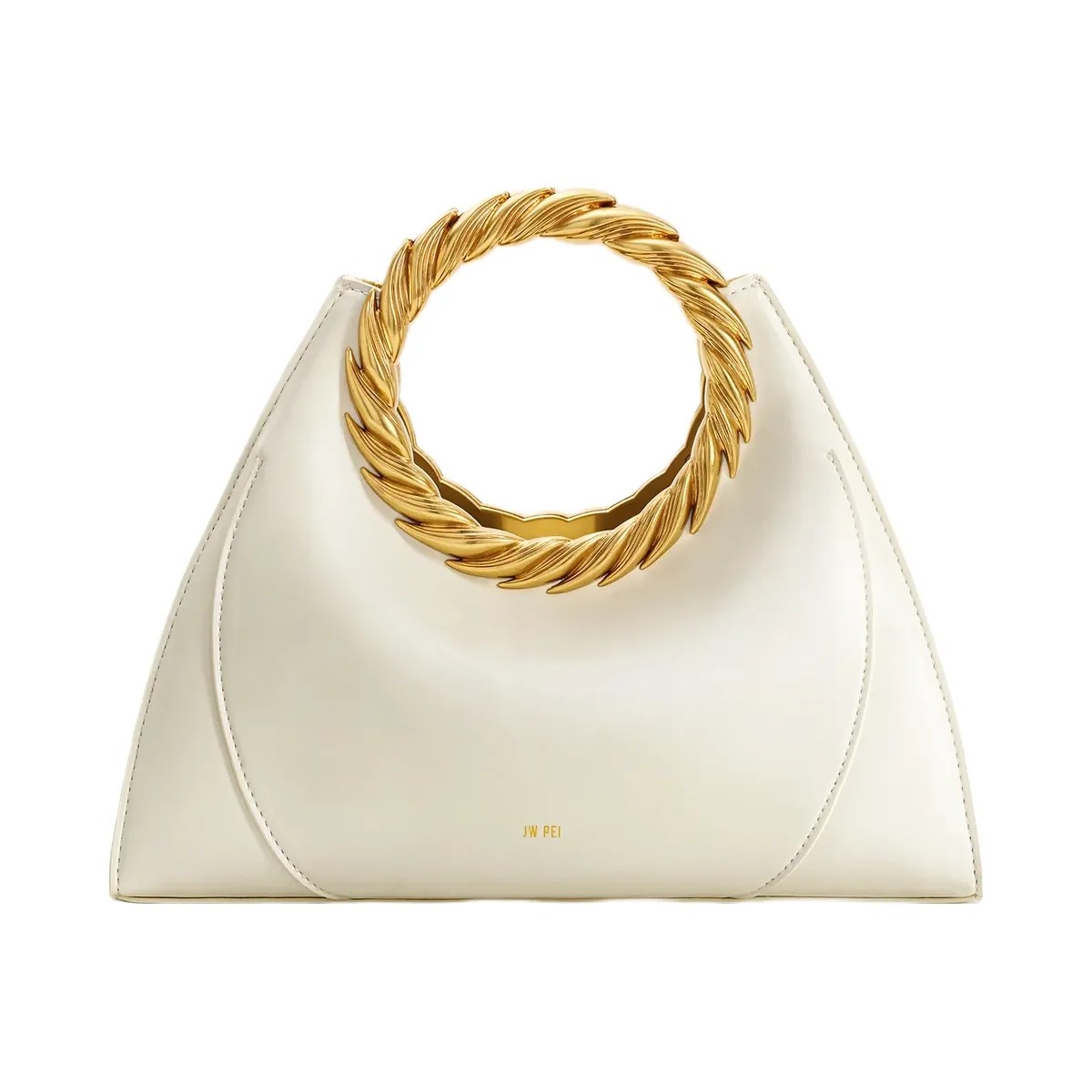 JW PEI Amiya Leaf Handle Sculpture Bag White - HypeFly India View 1