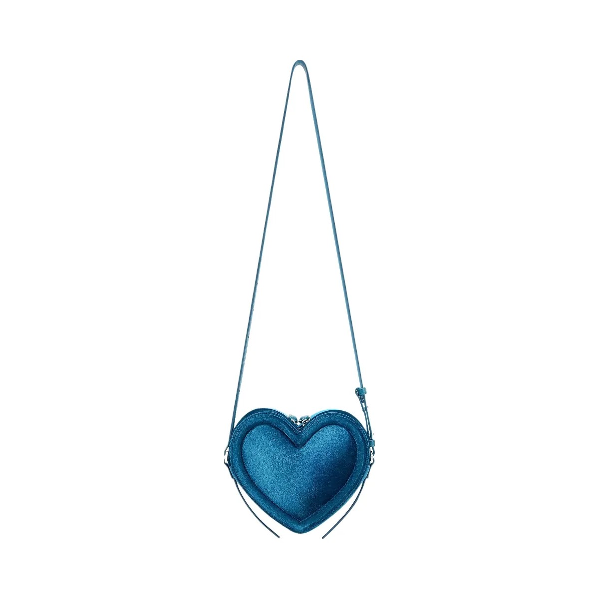 JW PEI Arlene Velvet Heart Shaped Bag Blue - HypeFly India View 3