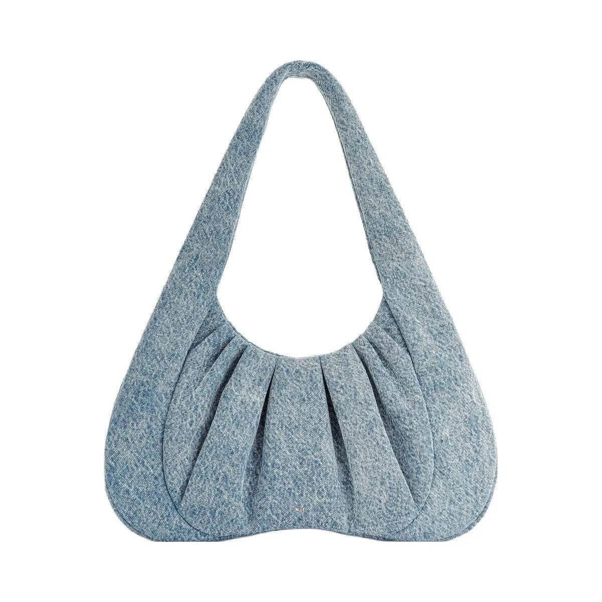 JW PEI Ashley Denim Ruched Shoulder Bag Blue - HypeFly India View 1