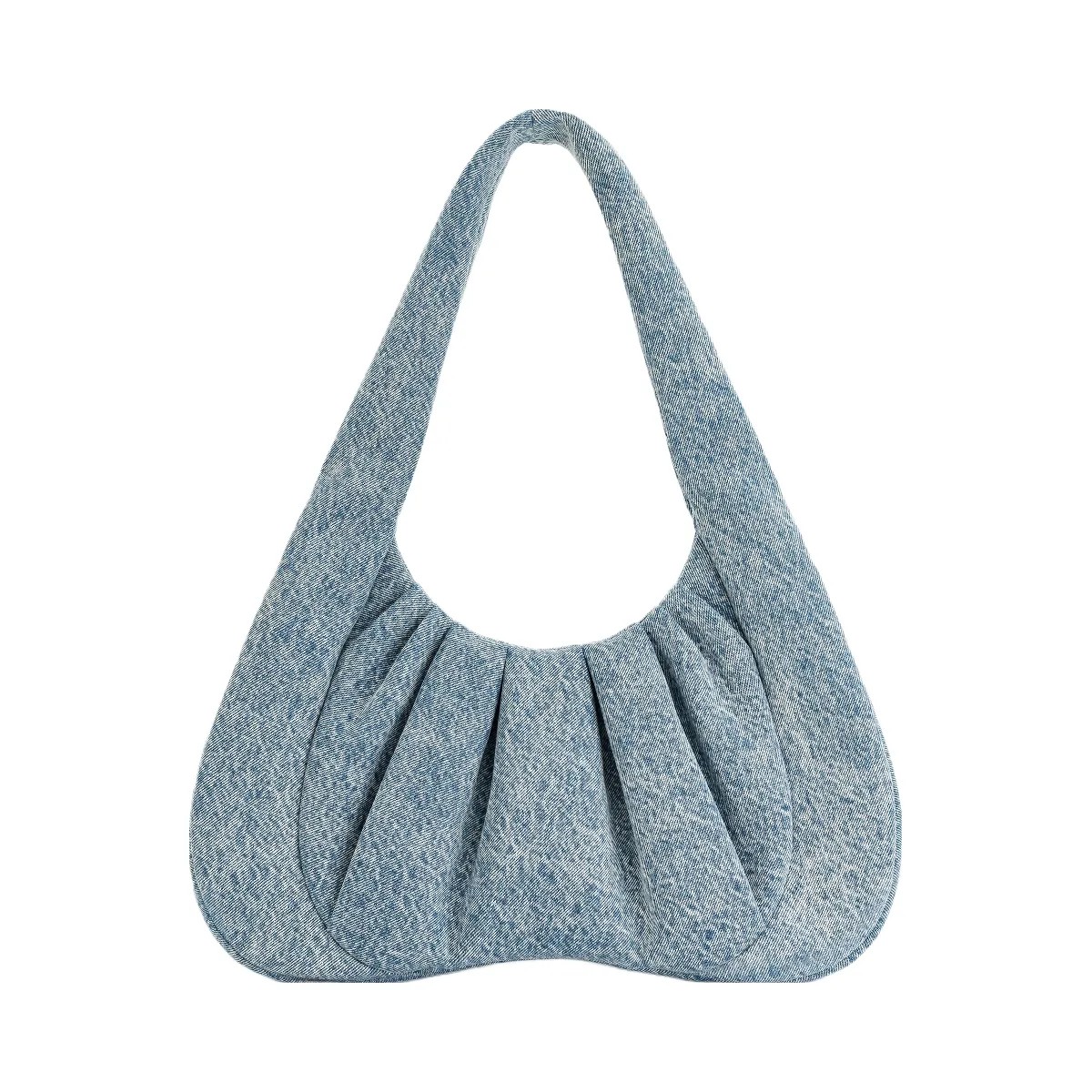 JW PEI Ashley Denim Ruched Shoulder Bag Blue - HypeFly India View 3