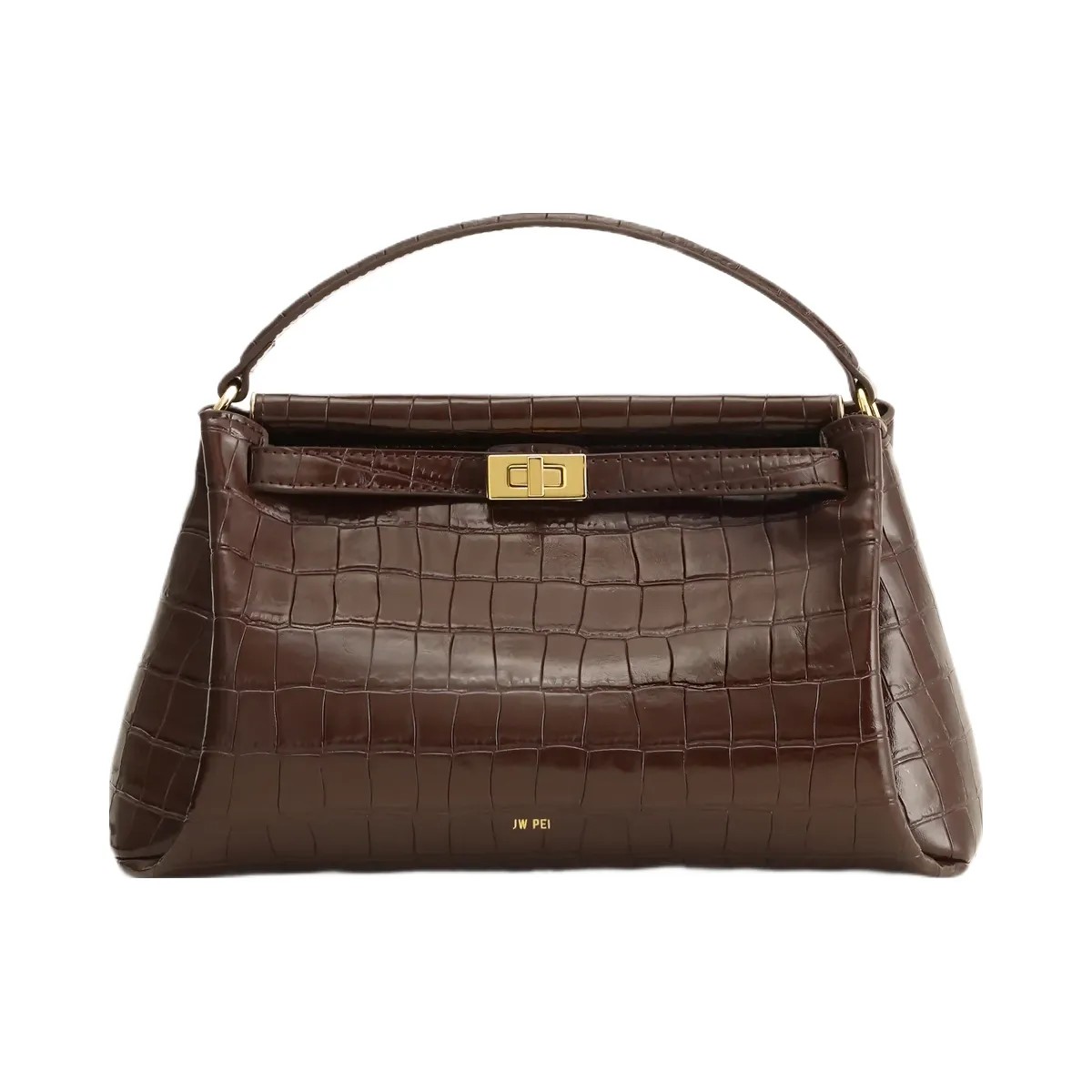 JW PEI Carmen Top Handle Bag Dark Brown Croc - HypeFly India View 1