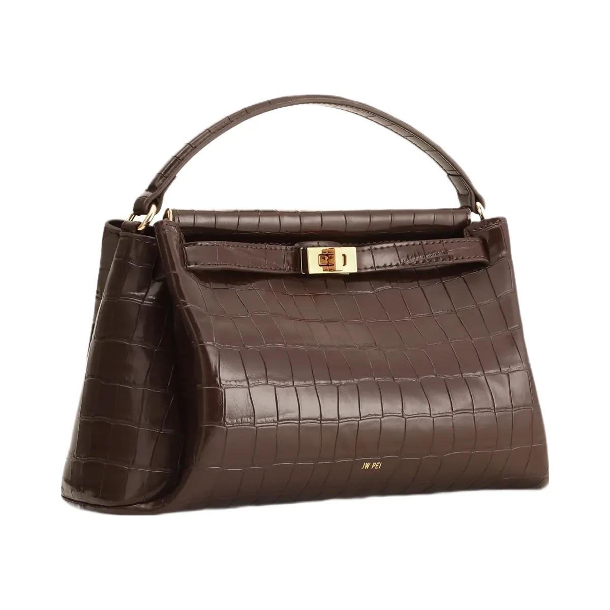 JW PEI Carmen Top Handle Bag Dark Brown Croc - HypeFly India View 2