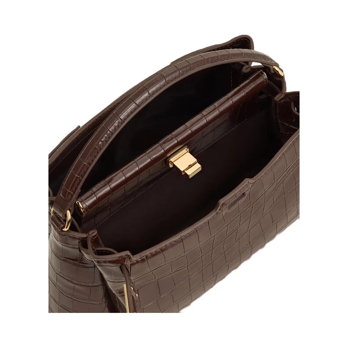 JW PEI Carmen Top Handle Bag Dark Brown Croc - HypeFly India View 4