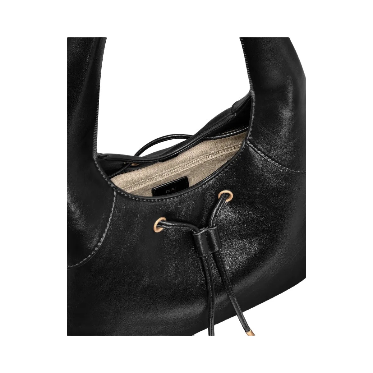 JW PEI Celandra Drawstring Hobo Bag Black - HypeFly India View 4