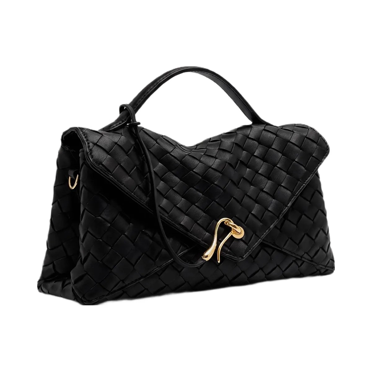 JW PEI Celeste Woven Envelope Bag Black - HypeFly India View 2