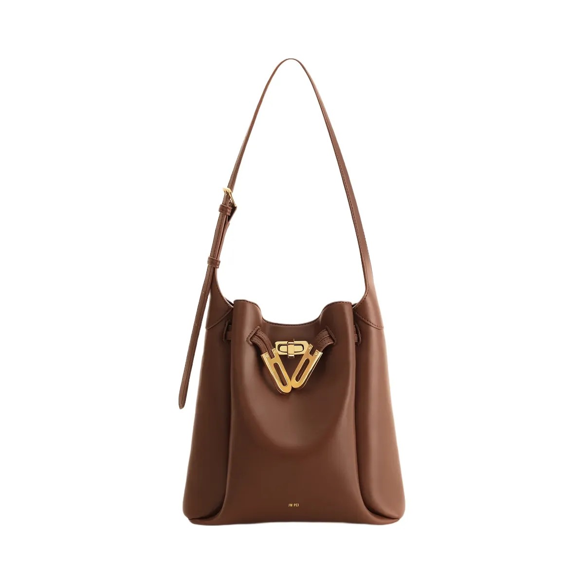 JW PEI Charlene Double Buckle Hobo Bag Brown - HypeFly India View 1