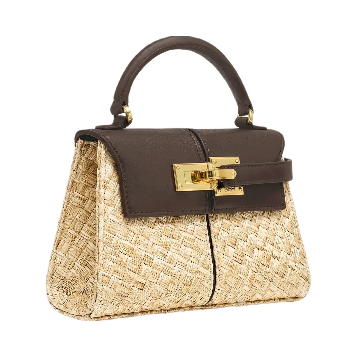 JW PEI Elise Faux Straw Handbag Brown - HypeFly India View 2