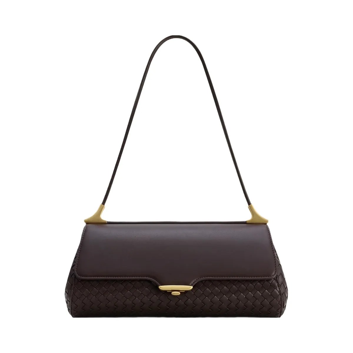 JW PEI Eloise Woven Shoulder Bag Dark Brown - HypeFly India View 1