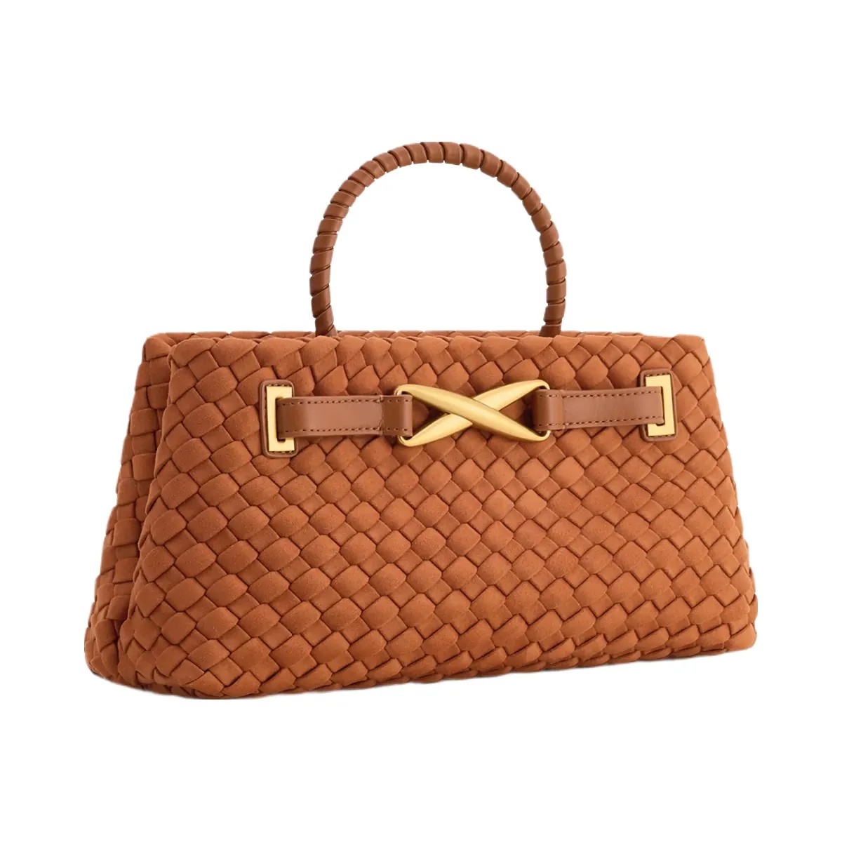 JW PEI Elora Faux Suede Woven Tote Bag Brown - HypeFly India View 2