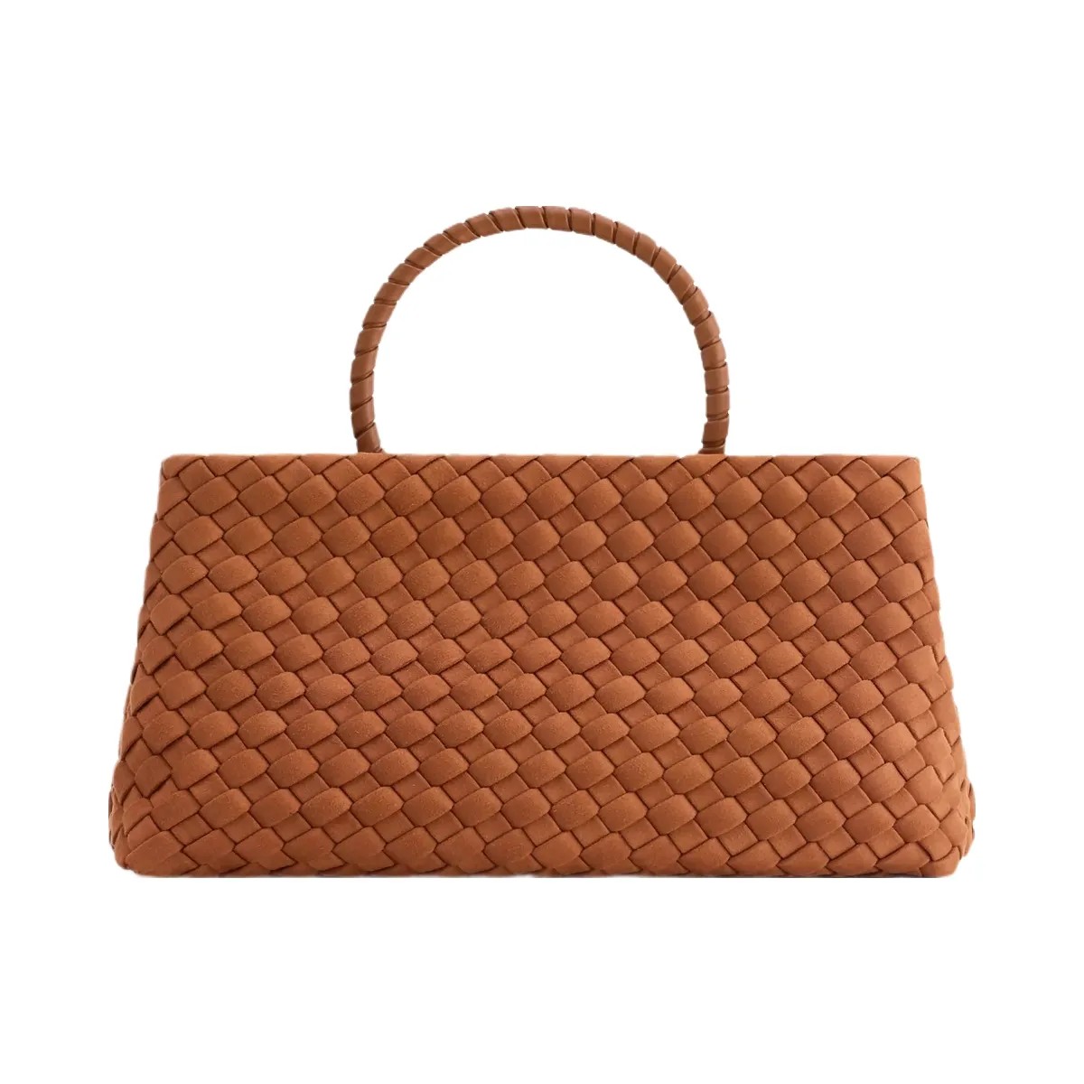 JW PEI Elora Faux Suede Woven Tote Bag Brown - HypeFly India View 3