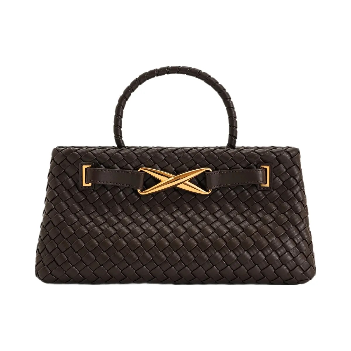 JW PEI Elora Woven Tote Bag Dark Brown - HypeFly India View 1