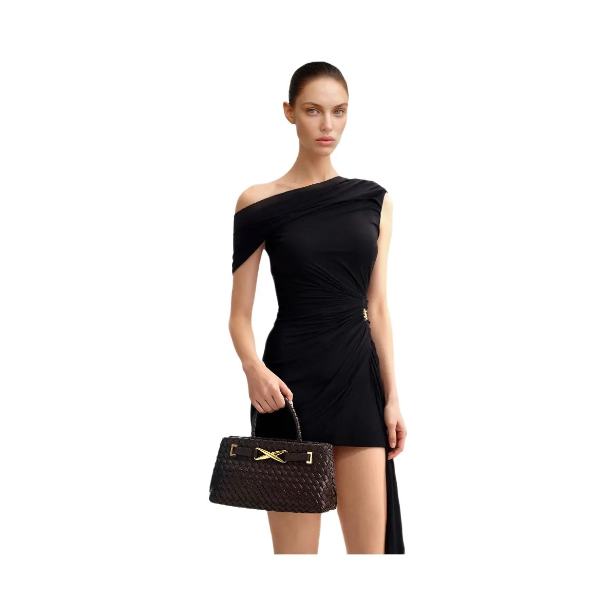 JW PEI Elora Woven Tote Bag Dark Brown - HypeFly India View 2