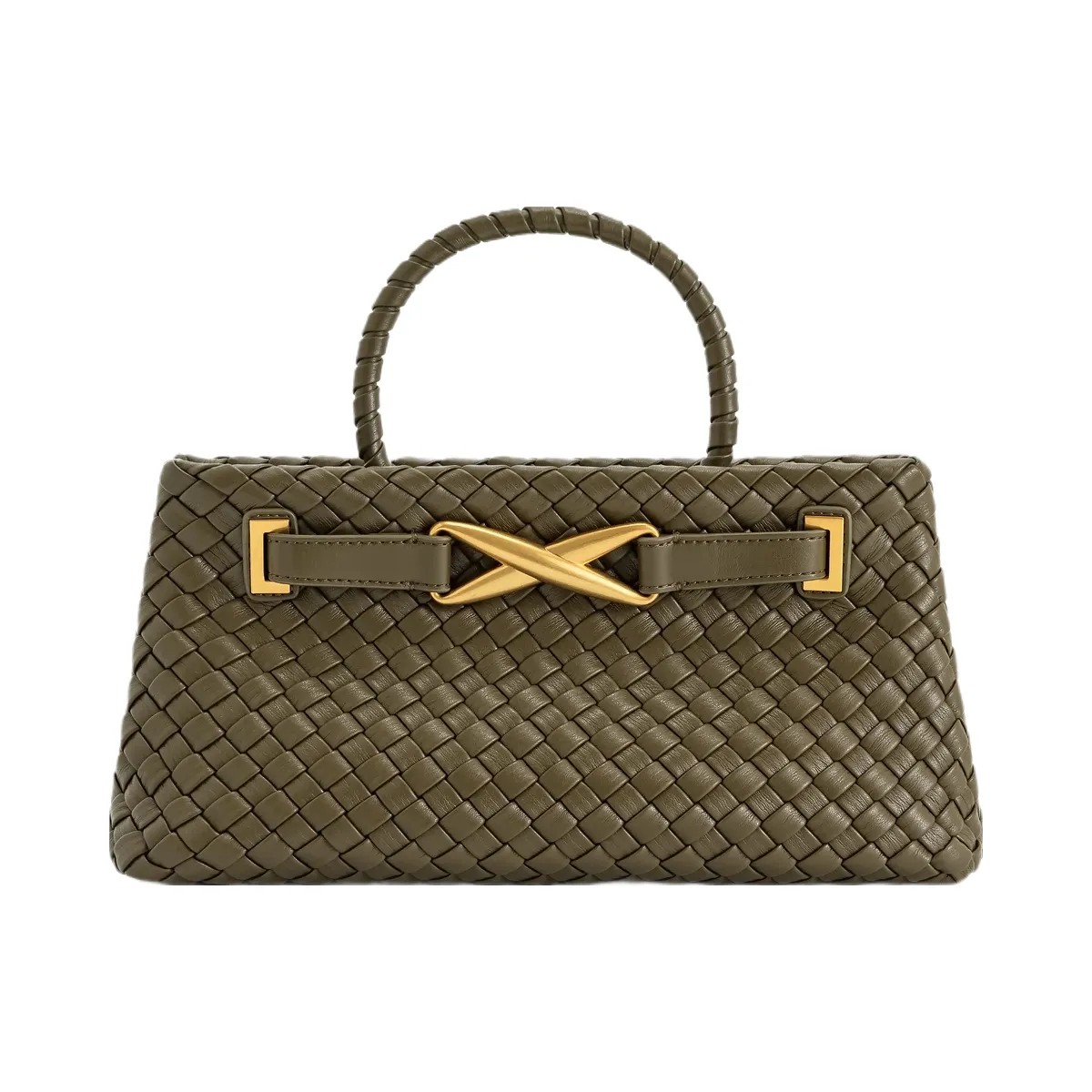 JW PEI Elora Woven Tote Bag Dark Olive - HypeFly India View 1