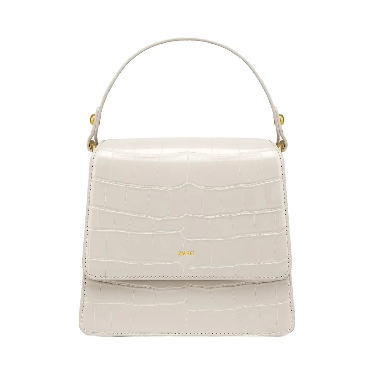 JW PEI FAE Top Handle Crossbody Ivory Croc - HypeFly India View 1