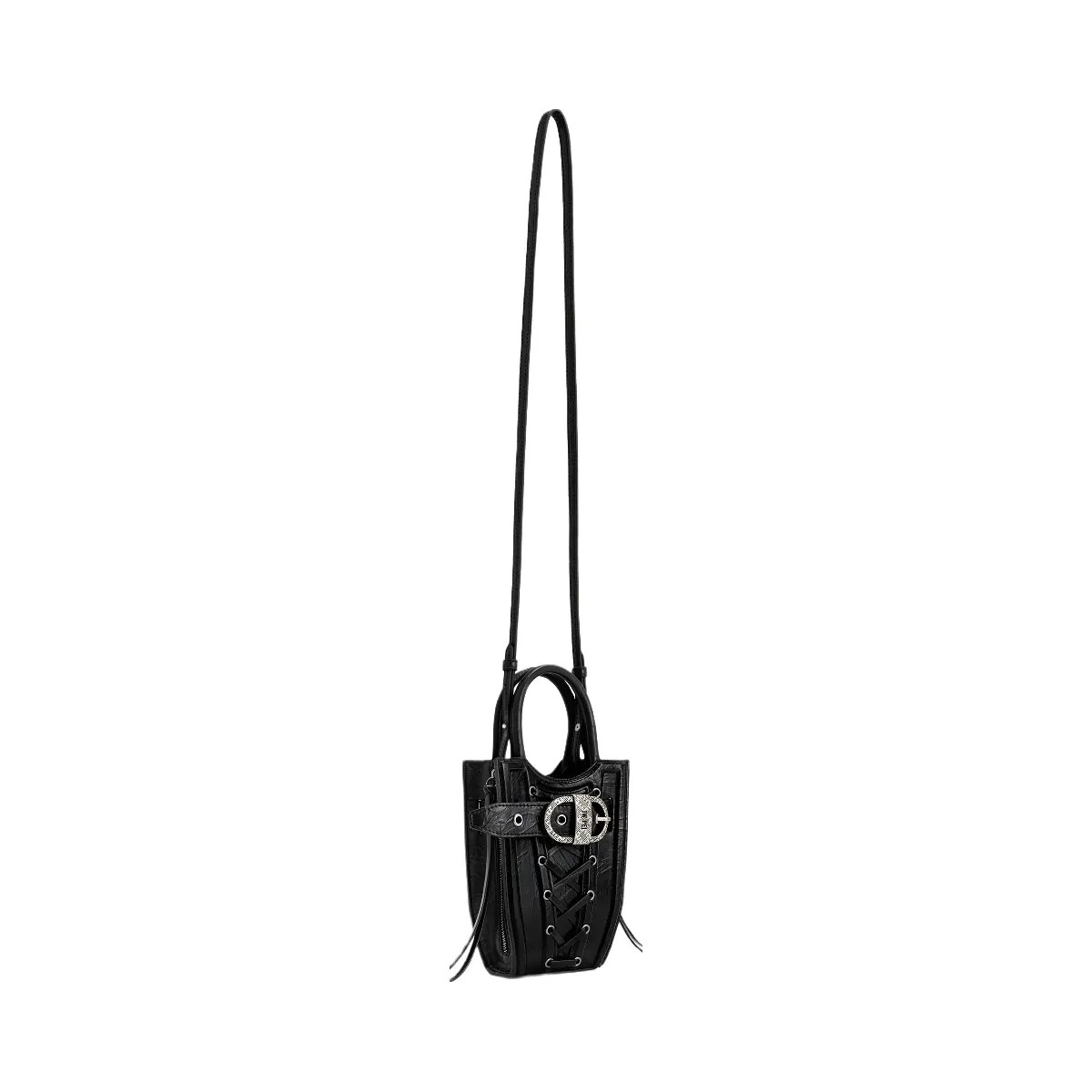 JW PEI FEI Crushed Straps Phone Bag Black - HypeFly India View 3