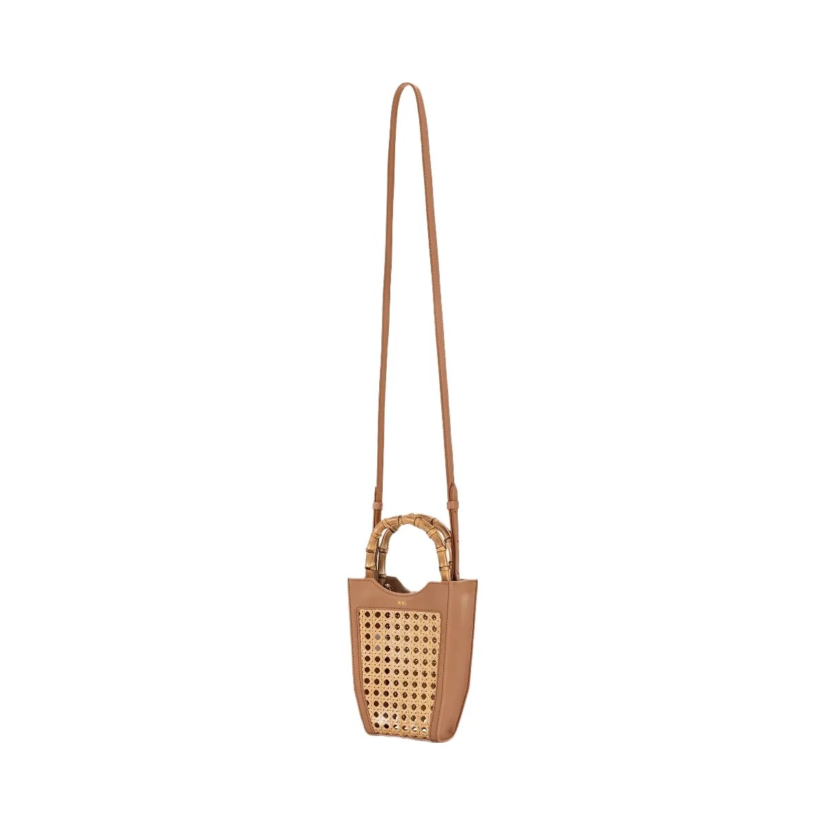 JW PEI FEI Faux Bamboo Woven Phone Bag Brown - HypeFly India View 4