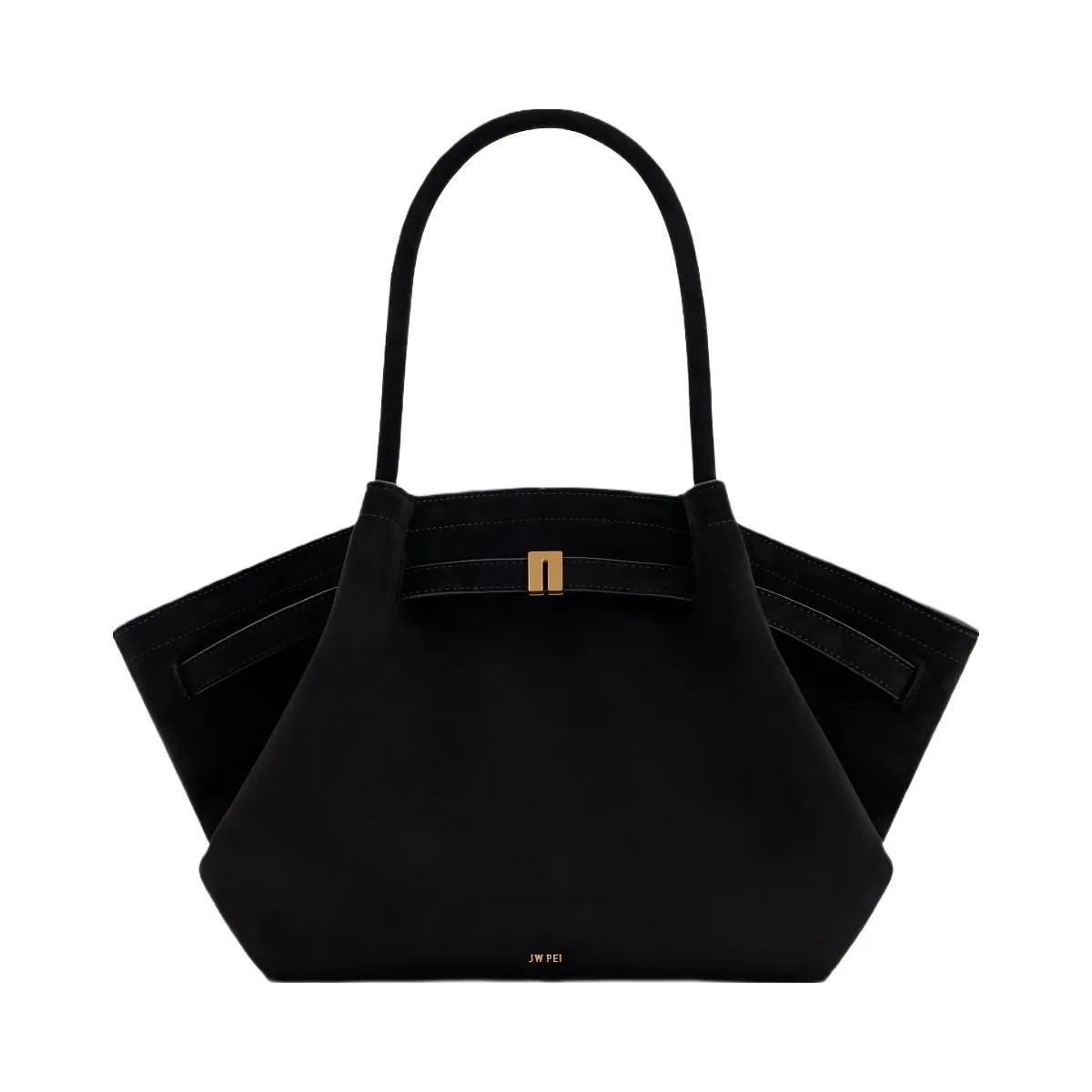 JW PEI Hana Medium Faux Suede Tote Bag Black - HypeFly India View 1